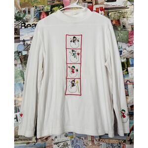 White Vintage Studio Joy Snowman Long Sleeve Tee XL